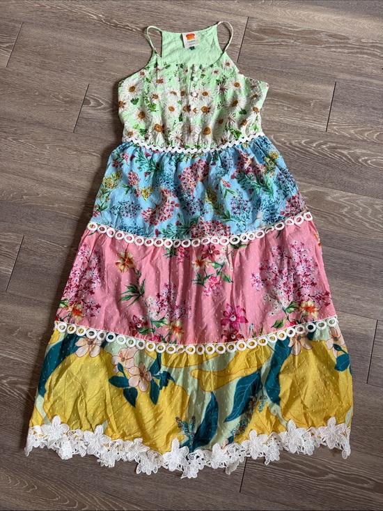 FARM Rio Dresses & Skirts - Farm Rio Floral Tiered Maxi Dress - Green, Blue, Pink, Yellow
